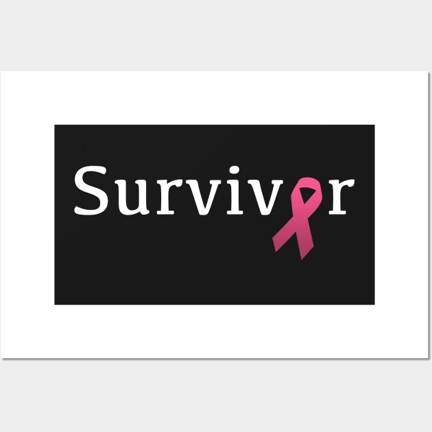 Survivor - Pink ribbon design Wall Art by mangobanana